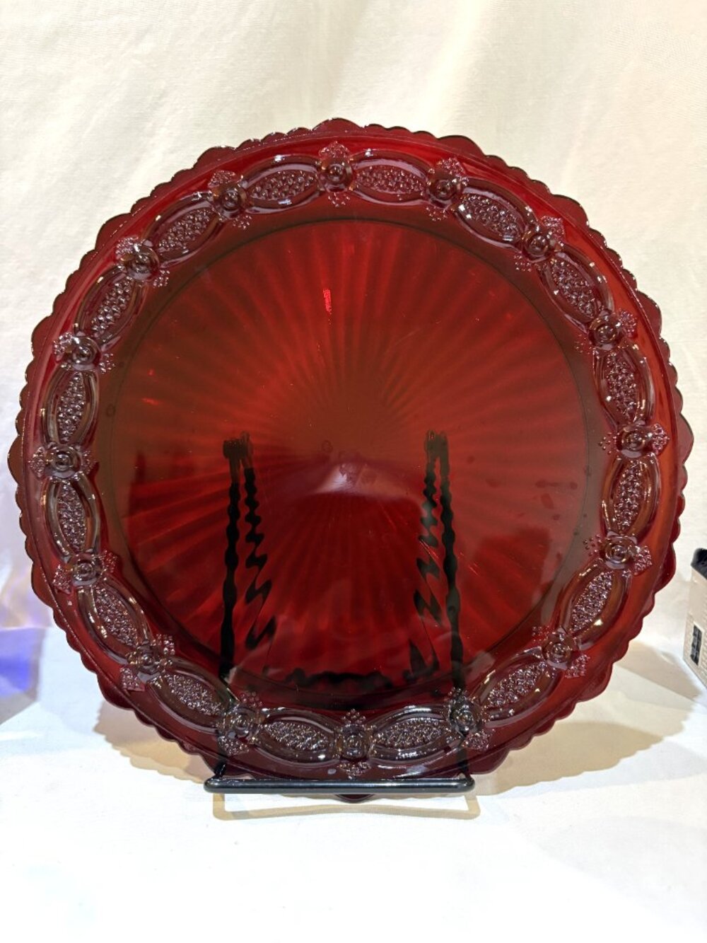 Vintage AVON Cape Cod Ruby Red Glass 10.75” Dinner Plate